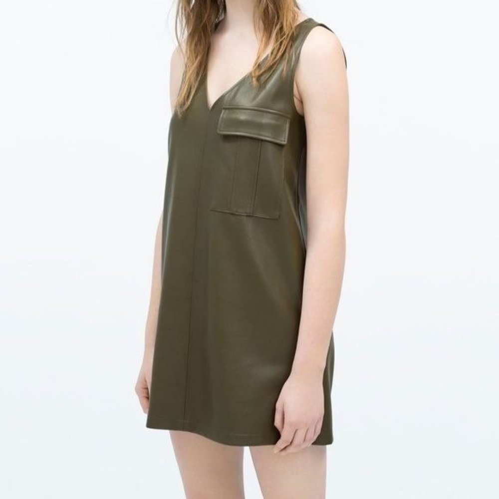 Zara | Apron Sleeveless Leather Dress Size S
